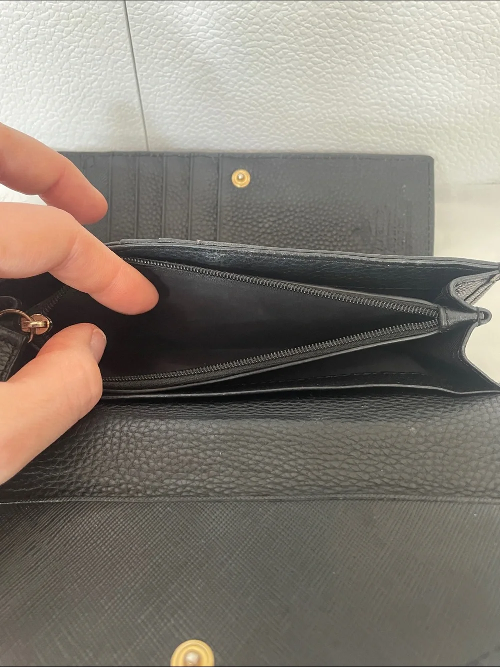 Vivienne Westwood Black Wallet Clutch with Signature Gold Orb Logo